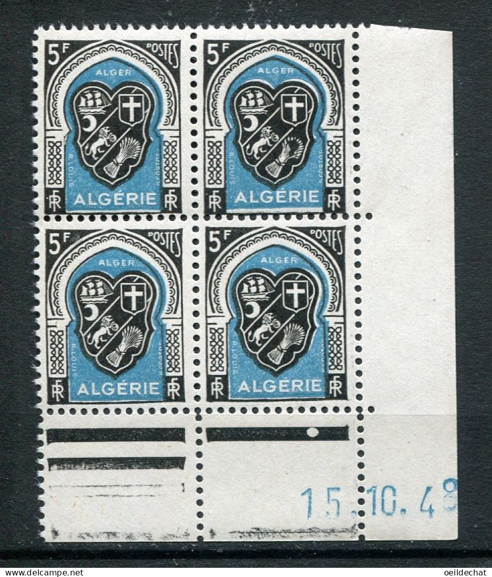 26457 Algérie N°268** 5F. Armoiries D'Alger, Tache Sur Gerbe De Blé Et Bleu Décalé Dans C.D Du 15.10.48  1948  TB/TTB - Nuovi