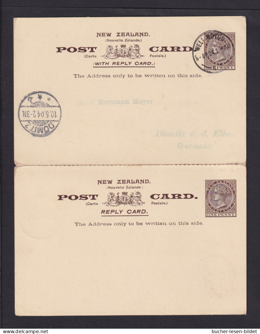 1904 - 1 P. Doppel-Ganzsache (P 13) Ab Wellington Nach Deutschland - Lettres & Documents