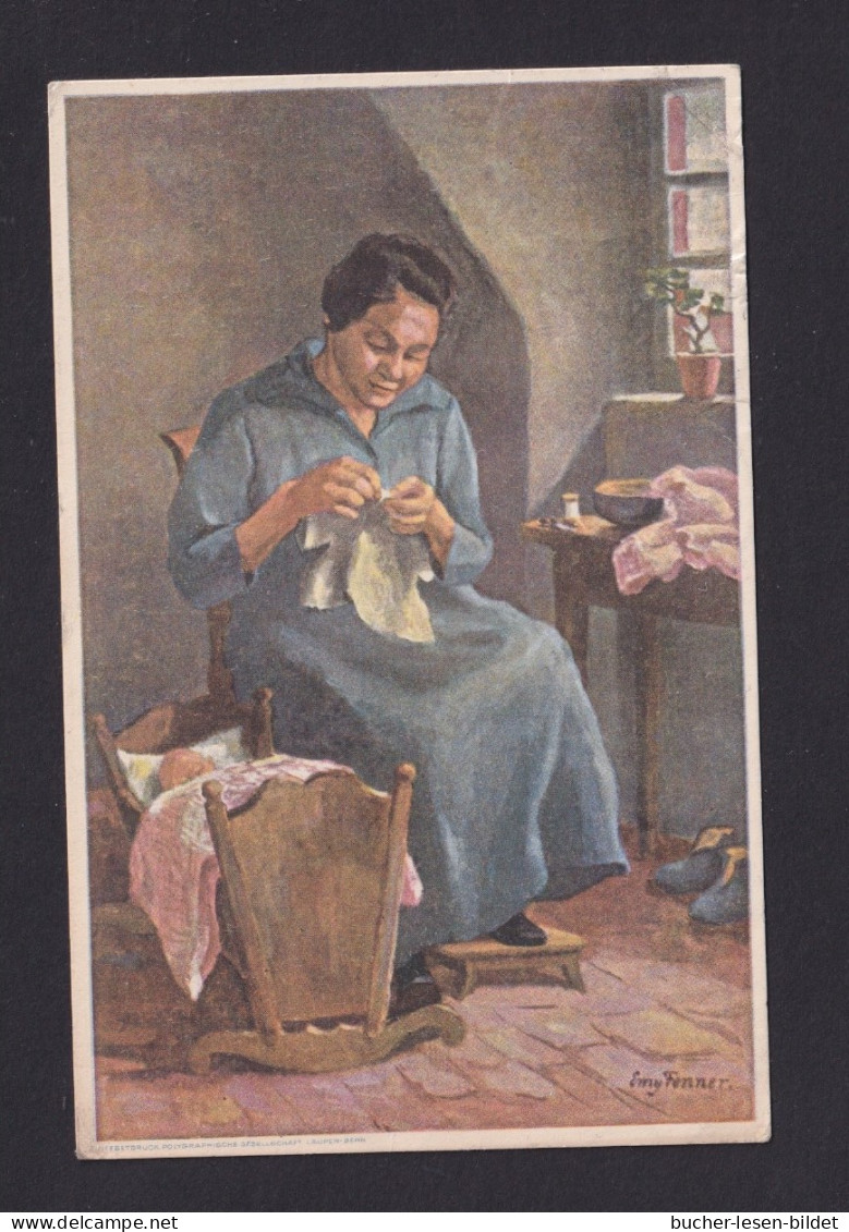 1928 - 10 C. Bild-Ganzsache "Frau Bei Handarbeit" - Gebraucht Ab Gaus - Textile