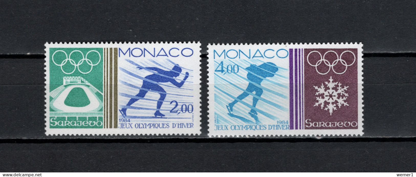 Monaco 1984 Olympic Games Sarajevo Set Of 2 MNH - Hiver 1984: Sarajevo