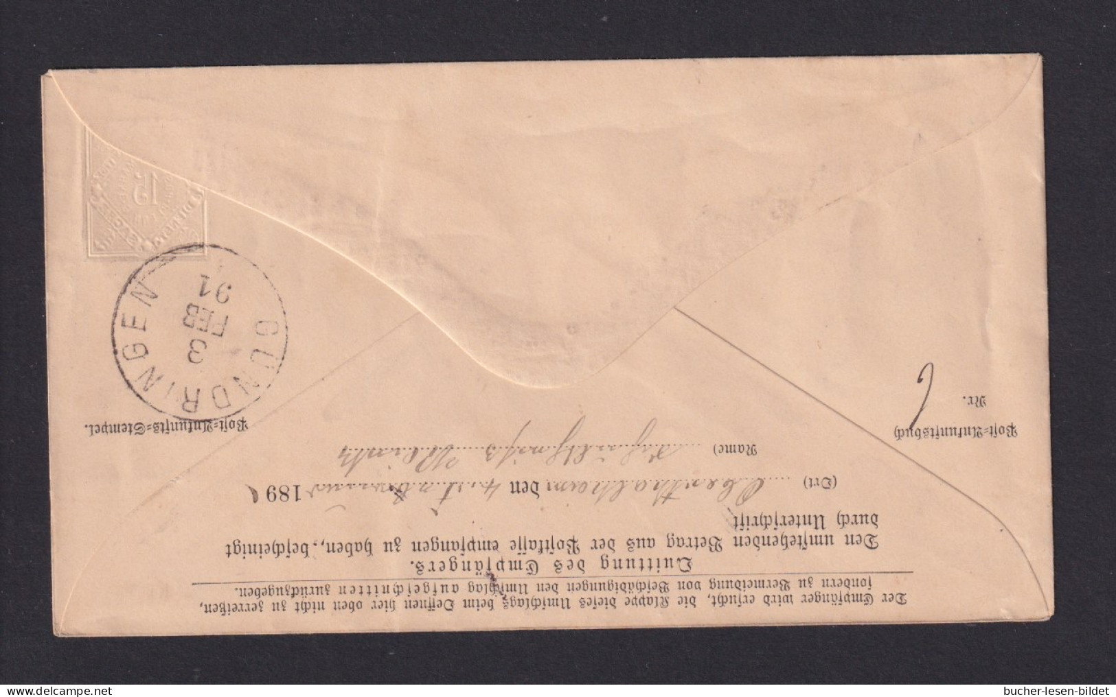 1891 - 15 Pf. Postanweisung-DIenst-Ganzsache (ADU 5) Ab Nagold Nach Gundringen - Andere & Zonder Classificatie