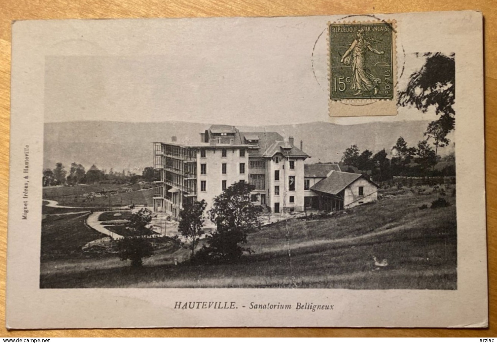 Carte Postale Hauteville (01) Sanatorium Belligneux Affranchie N°130d Type V (carnet) Oblitération Hauteville 1918 - Storia Postale