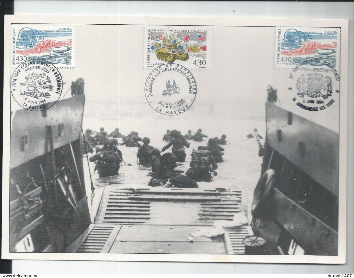 6 Juin 1944  50e  Anniversaire Carte Maxi - Documents Of Postal Services