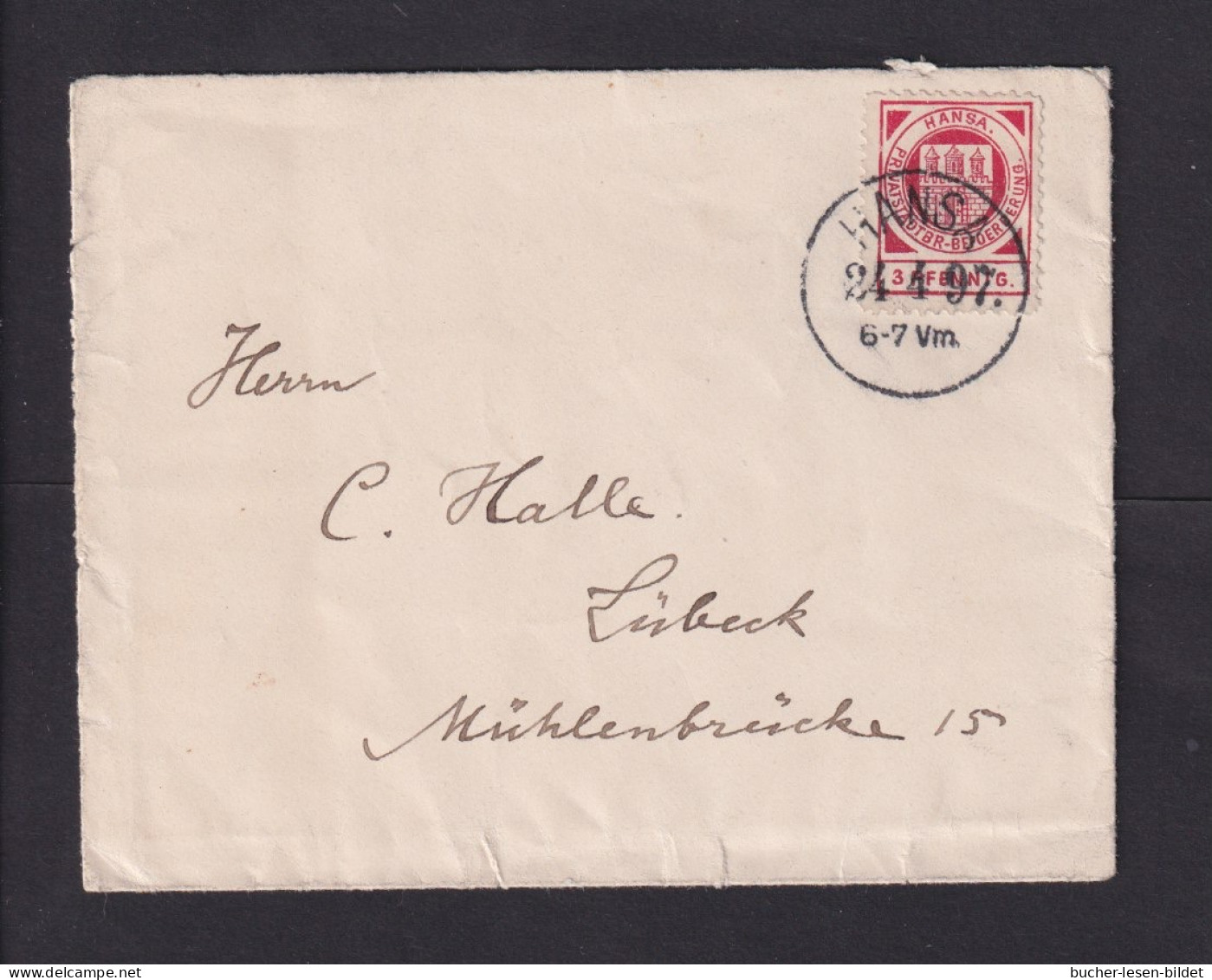 LÜBECK - 1897 - 3 Pf. Rot (B 2) Auf Ortsbrief Lübeck - Privatpost