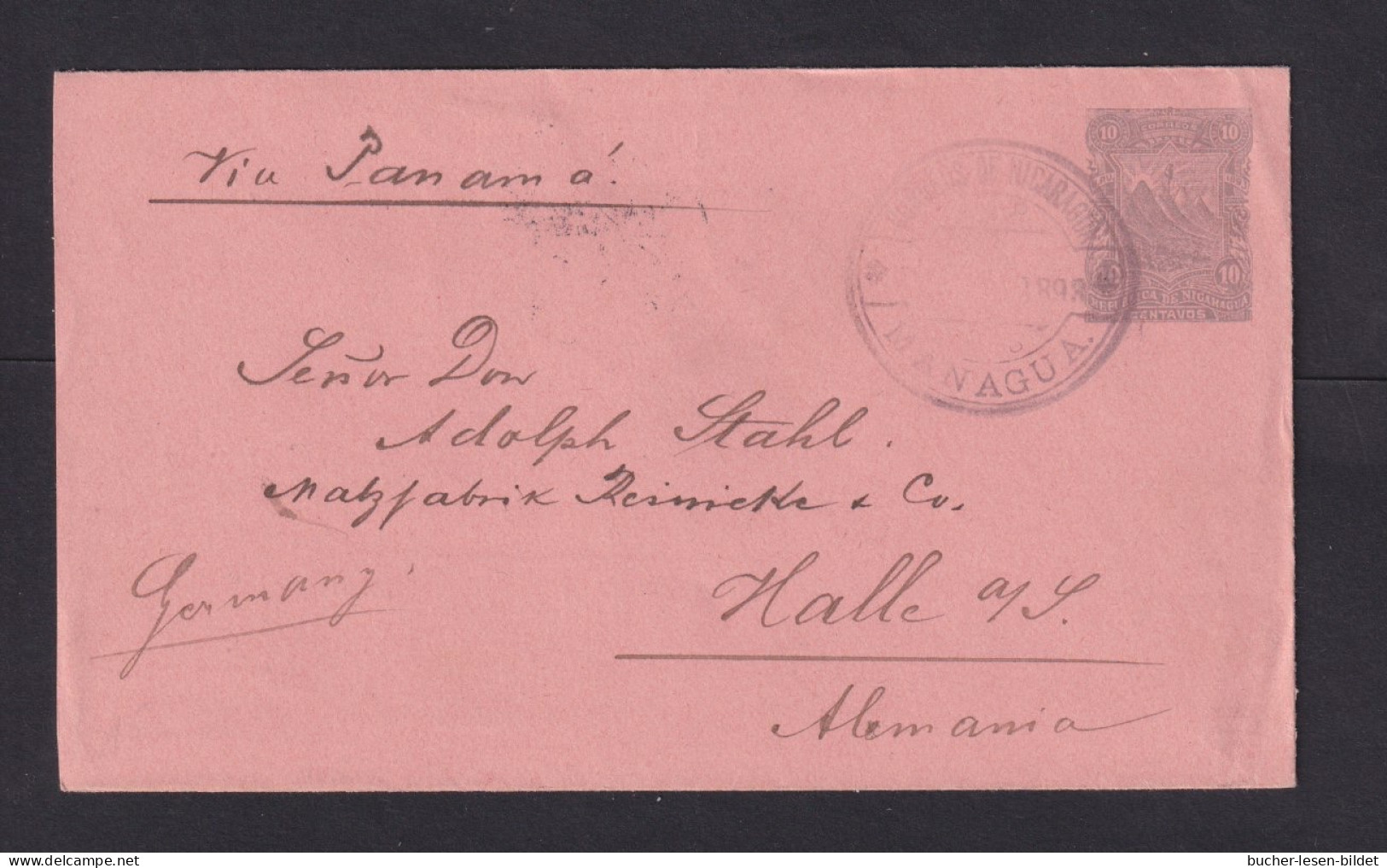 1894 - 10 C. Ganzsache Ab Managua Nach Deutschland - Nicaragua