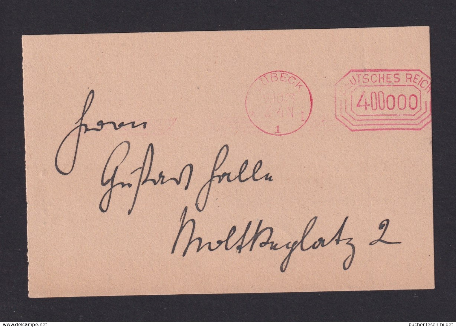 12.10.1923 - Freistempel Lübeck "400ooo" Auf Drucksachenkarte - Lettres & Documents