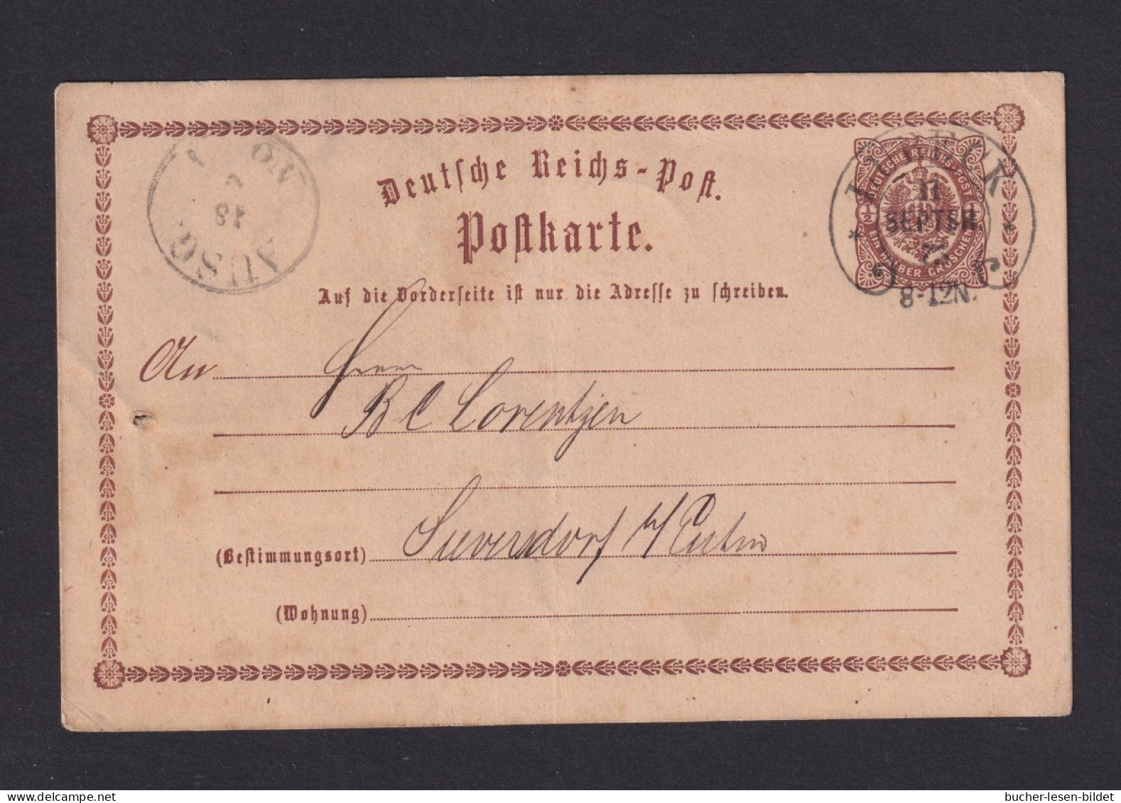 1873 - Hufeisenstempel LÜBECK Auf 1/2 Gr. Ganzsachen-Karte  - Cartas & Documentos