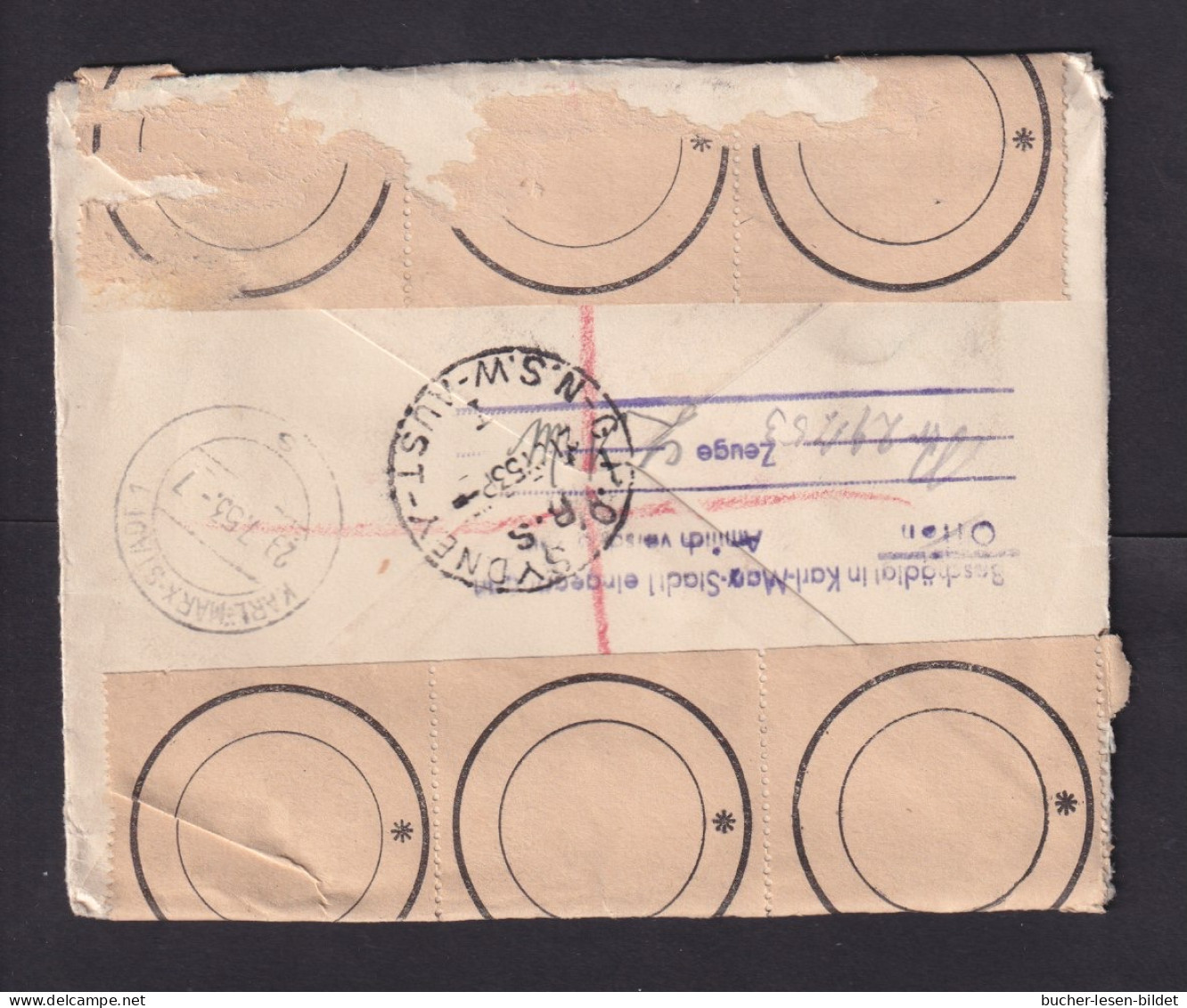 1953 - 5 Sh. Mit Zufrankatur Auf Luftpost-Einschreibbrief Ab Sydney Nach Deutschland  - Briefe U. Dokumente