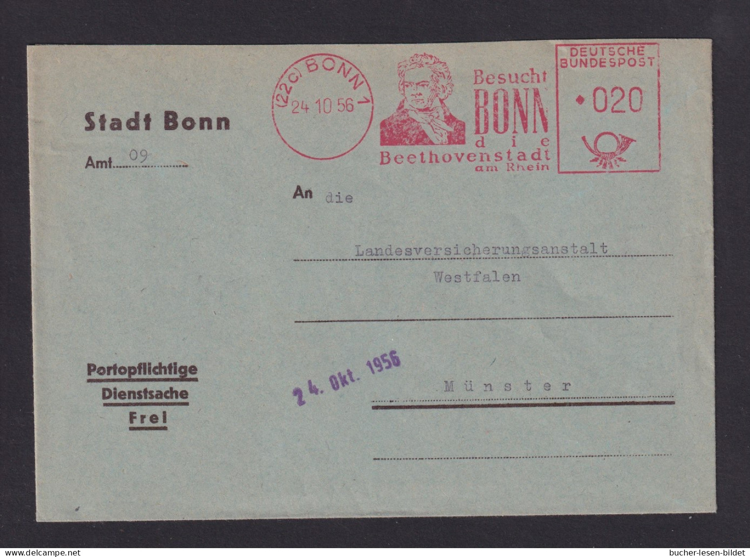 1956 - Freistempel Bonn "Beethoven..." - Brief - Muziek