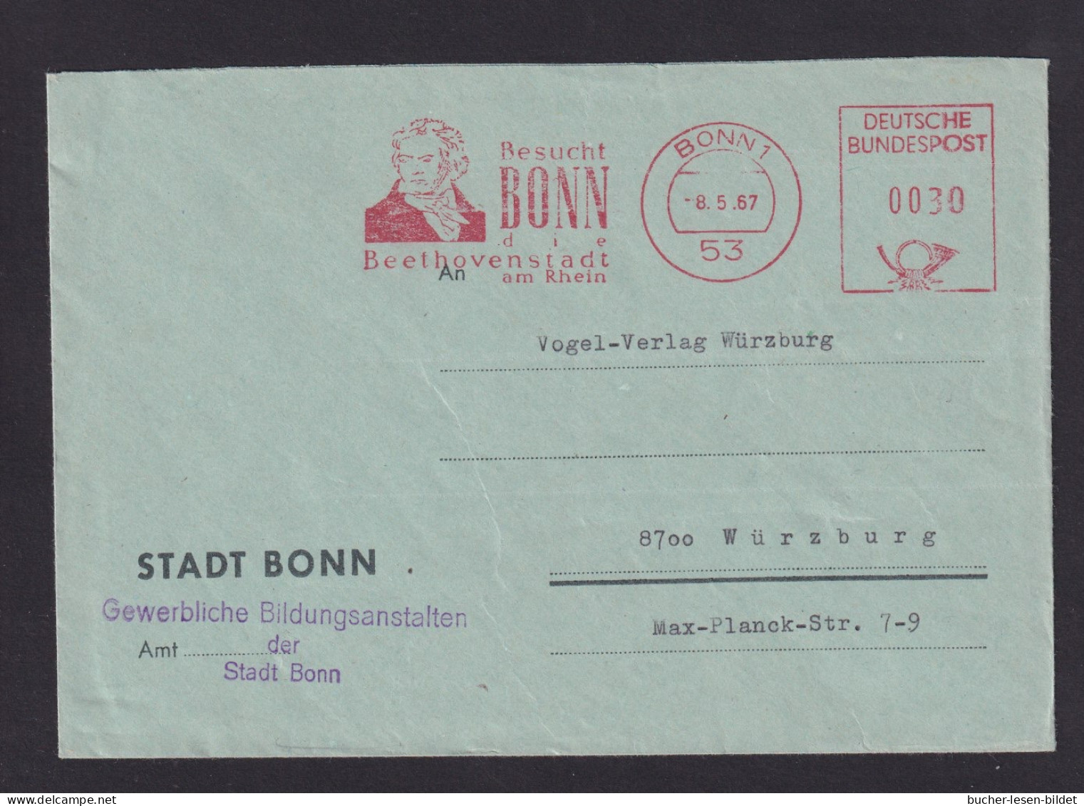 1967 - Freistempel Bonn "Beethoven..." - Brief - Musique