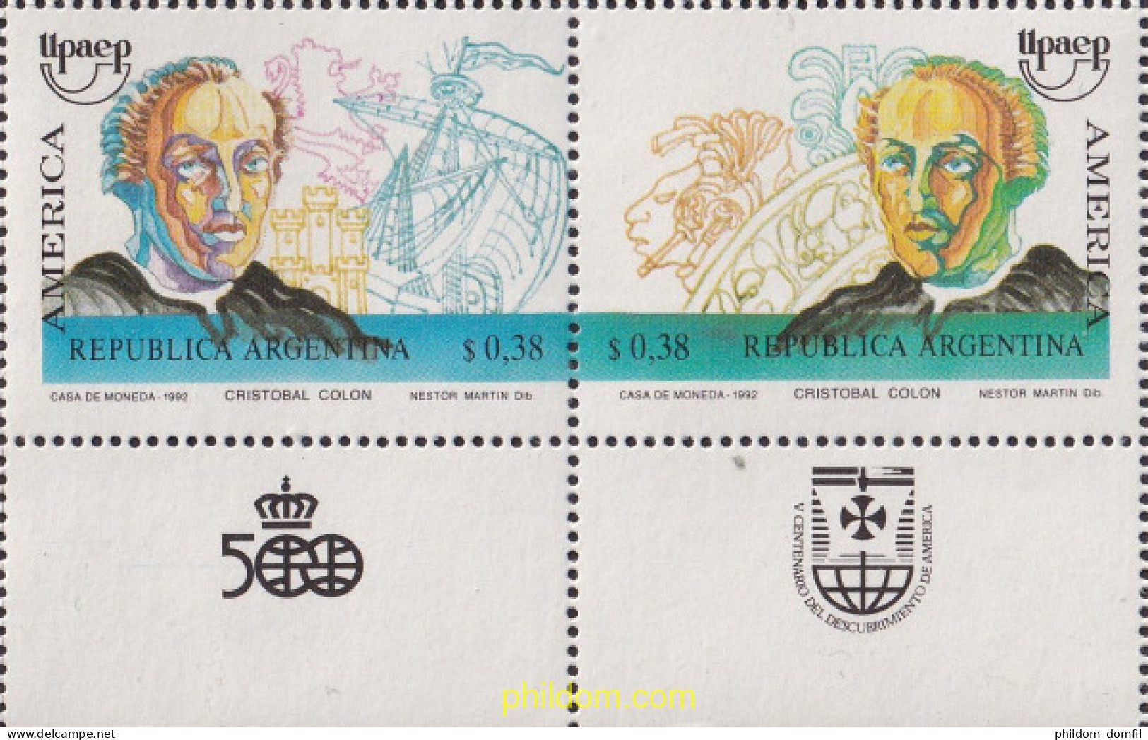 729921 MNH ARGENTINA 1992 AMERICA-UPAEP 1992 - V CENTENARIO DEL DESCUBRIMIENTO - Unused Stamps