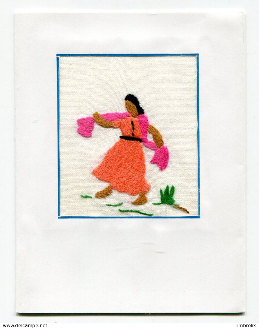 CARTES BRODEES (5 Ex.) - REALISEES PAR LES ENFANTS DU SOLEIL DE MADAGASCAR. - Embroidered