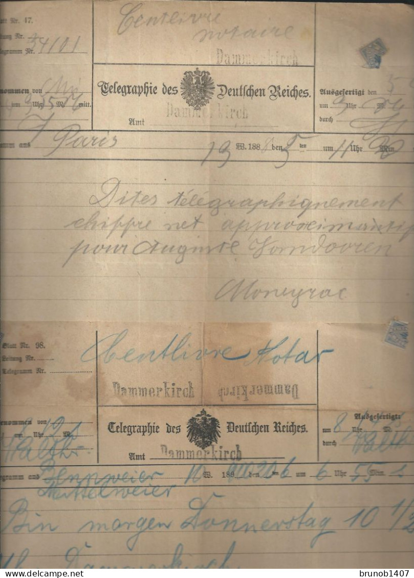 LOT DE 2 DOCUMENTS ALLEMAGNE  1888 - 1800 – 1899