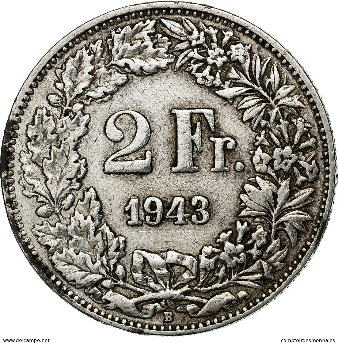 Monnaie, Suisse, 2 Francs, 1943, Bern, TB+, Argent, KM:21 - Otros & Sin Clasificación