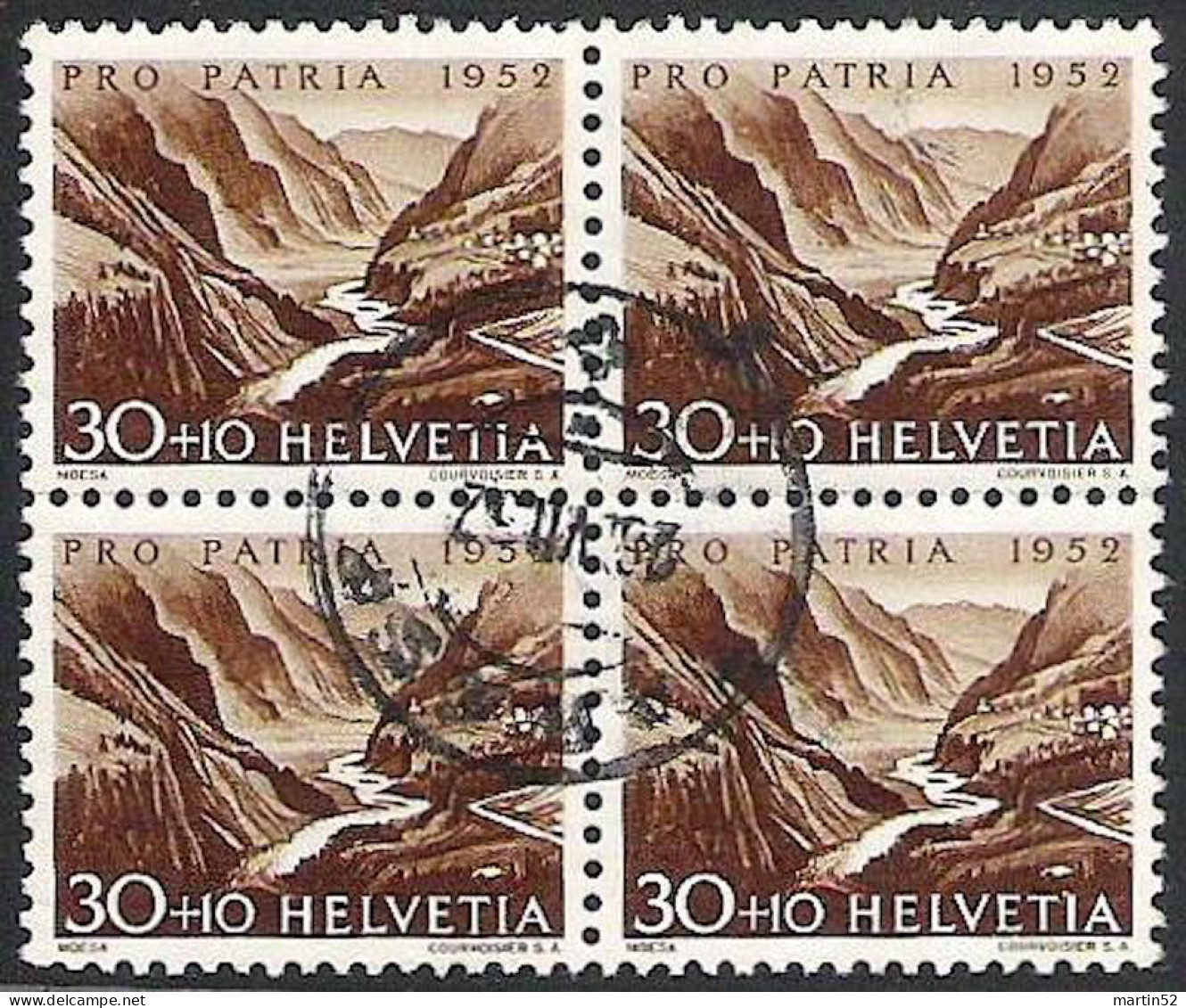 Schweiz Suisse Pro Patria 1952 "Moesa" Zu WII 59 Mi 573 Yv 524 Block Mit Stempel TARASP 26.VII.52 (Zu CHF 55.00) - Gebraucht