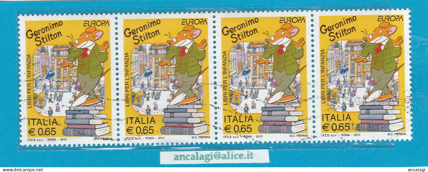 USATI ITALIA 2010 - Ref.1156B "EUROPA: Geronimo Stilton" 4 Val. In Striscia - - 2001-10: Usados