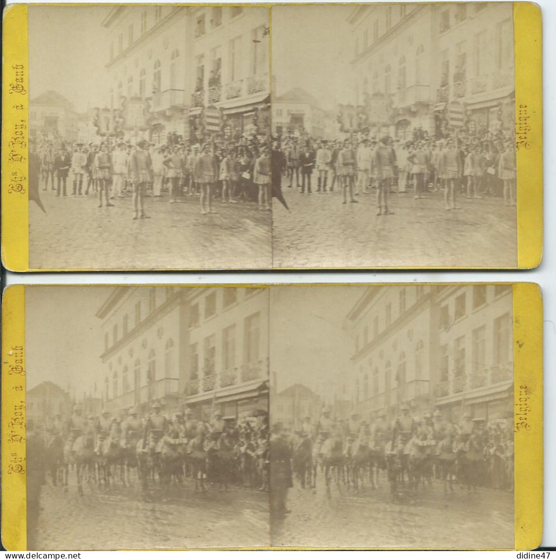 PHOTOS STÉRÉOSCOPIQUES - BELGIQUE - Fêtes De La Pacification De GAND- Cortegège Historique- Lot De 2 Vues - Stereo-Photographie