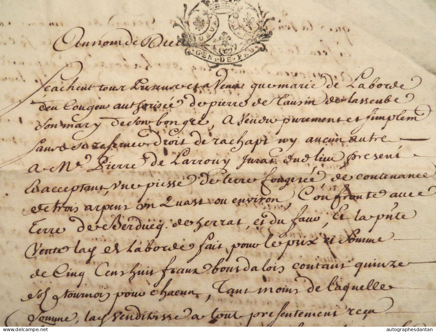 ● Généralité De Pau 1736 Pierre De Larrouy De Lasseube Marie De Laborde D'Escoubet Acte Manuscrit Cachet Basses Pyrénées - Matasellos Generales