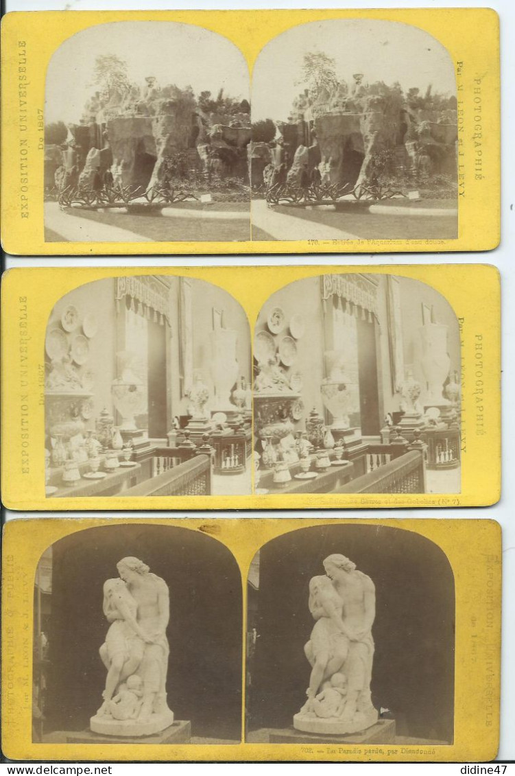 PHOTOS STÉRÉOSCOPIQUES - PARIS - EXPOSITION UNIVERSELLE DE 1867- Lot De 3 Vues - Stereoscopio