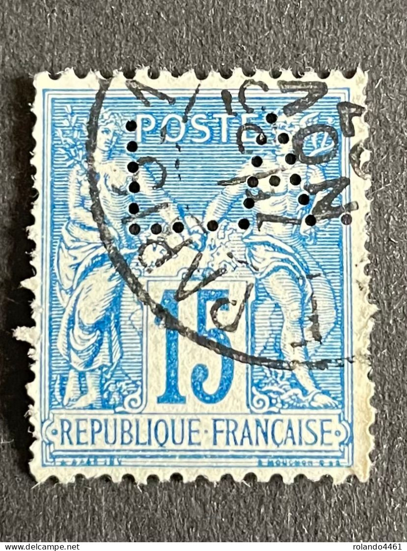 FRANCE L N° 90 Sage L.A. 10 Indice 5 Perforé Perforés Perfins Perfin Tres Bien ! - Autres & Non Classés