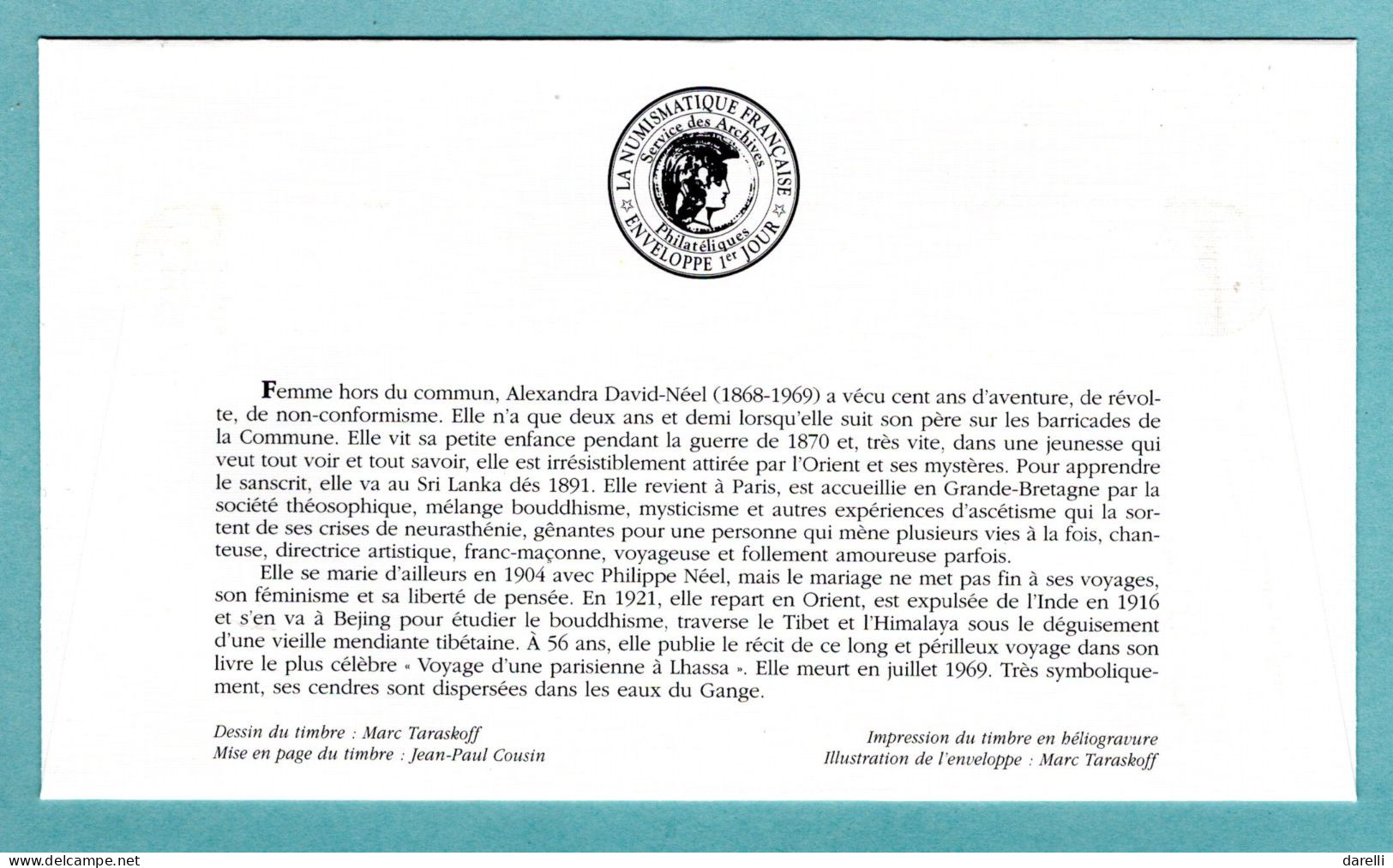 FDC France 2000 - Les Grands Aventuriers Français - Alexandra David Néel - YT 3343 - 04 Digne Les Bains - 2000-2009