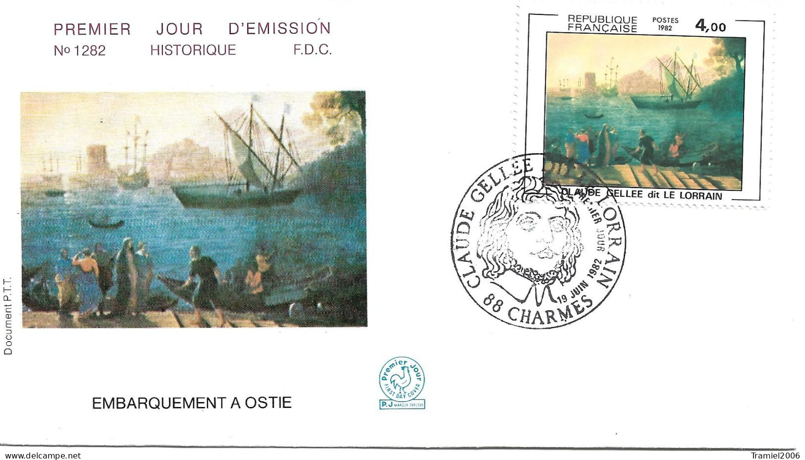 FRANCE 1982 - YT 2211 - Claude GELLEE Dit LE LORRAIN - Tableau "Embarquement à Ostie" - 19.06.1982 - 1980-1989