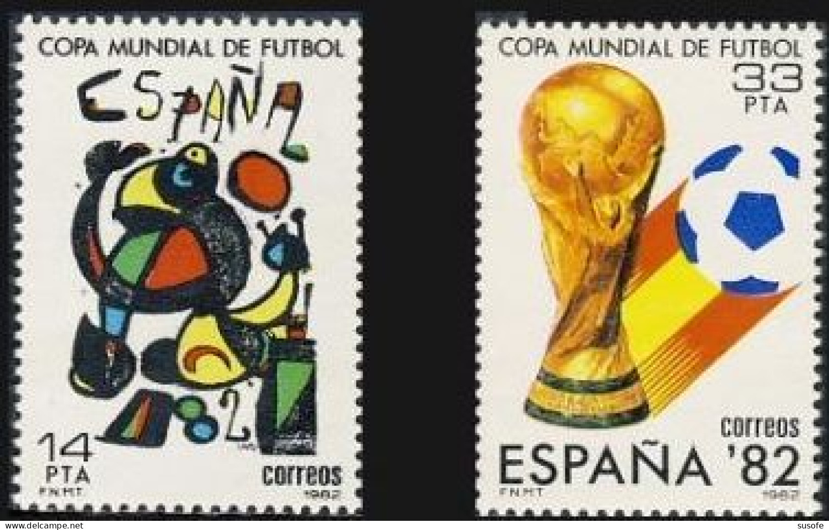 España 1982 Edifil 2644/5 Sellos ** Copa Mundial De Futbol España'82 Cartel Joan Miro Y Trofeo Y Logotipo Michel 2532/3 - Nuevos