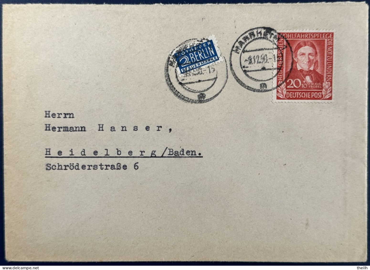 Bedarfsbrief, Bund, 1950 - Storia Postale