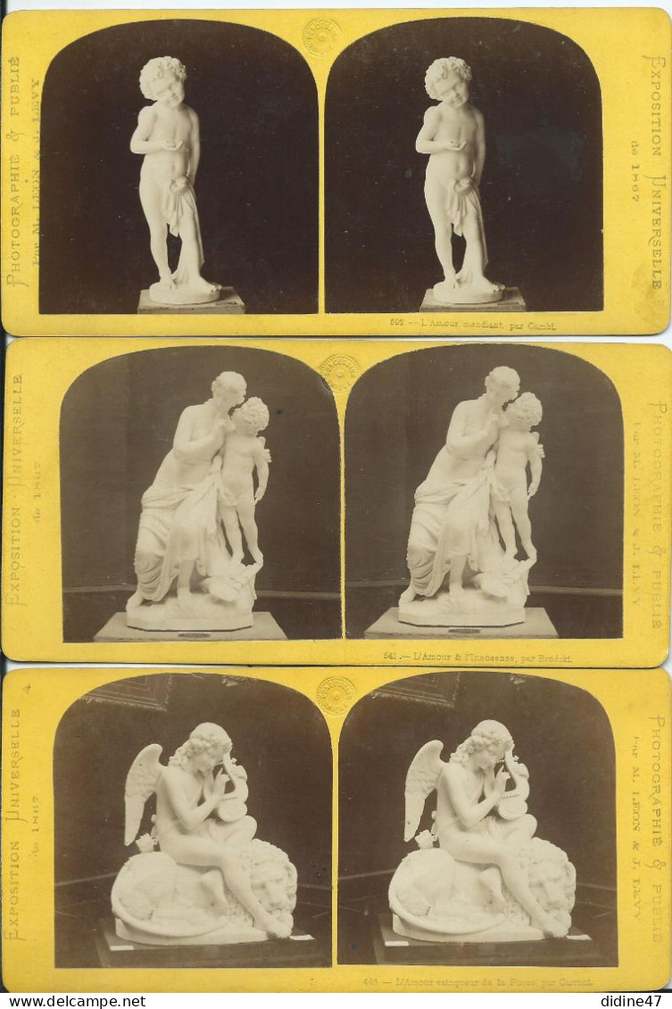 PHOTOS STÉRÉOSCOPIQUES - PARIS - EXPOSITION UNIVERSELLE DE 1867- Lot De 3 Vues - Stereoscopic