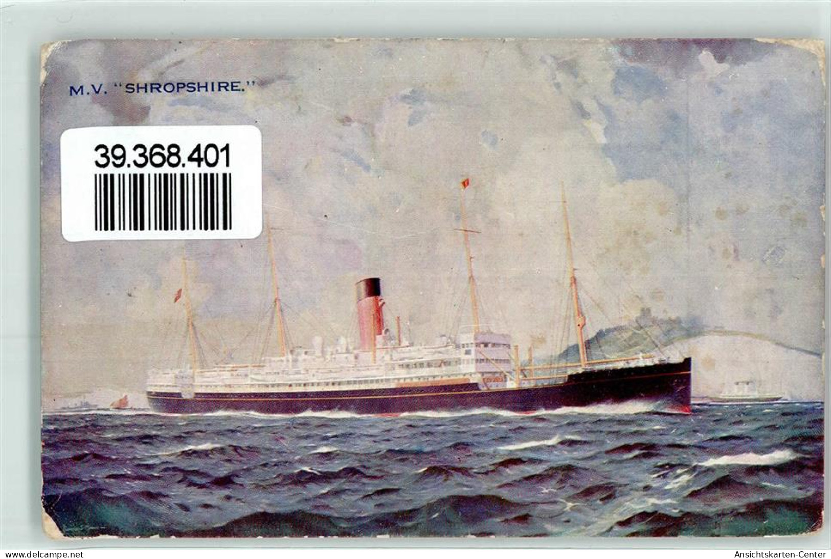 39368401 - Stempel Nachgebuehr Taxe Dampfer MV Shropshire Destination Ceylon Nach Stuttgart Deutschland - Sri Lanka (Ceylon) (1948-...)