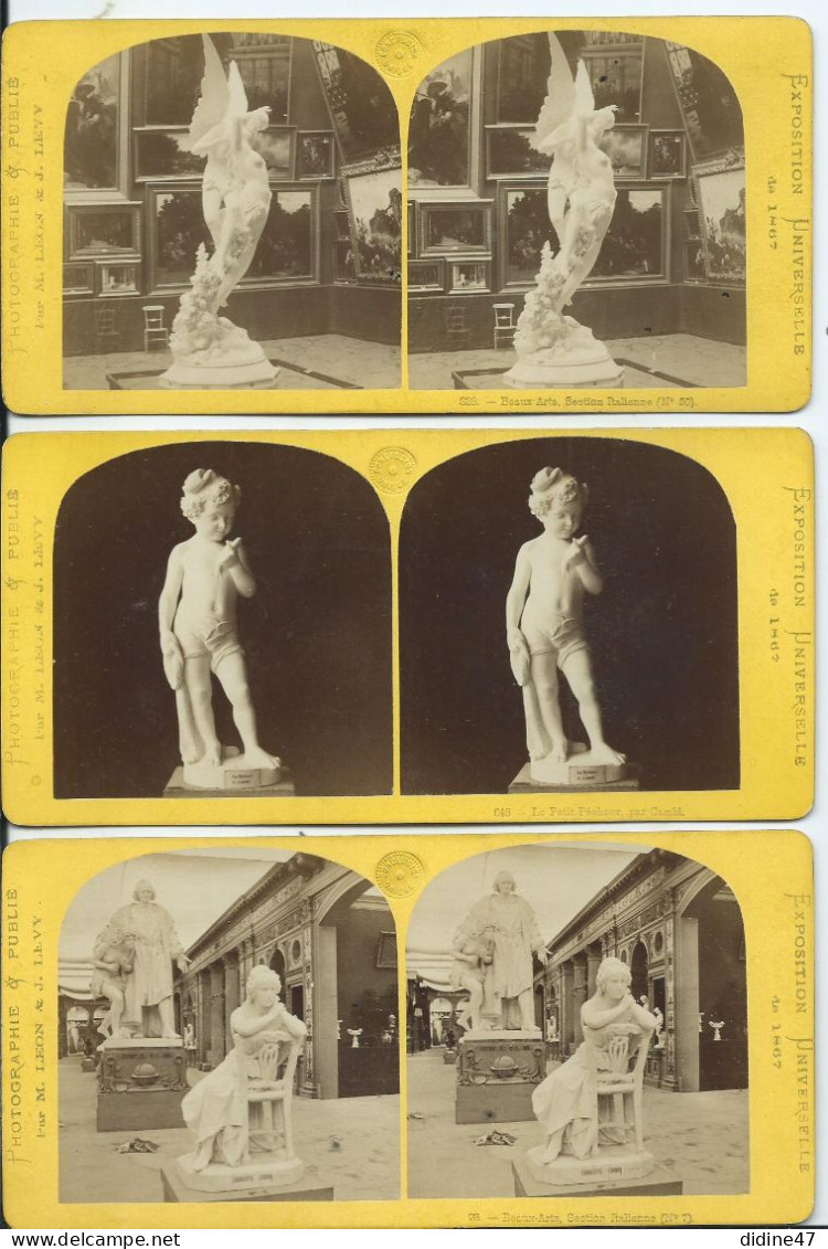 PHOTOS STÉRÉOSCOPIQUES - PARIS - EXPOSITION UNIVERSELLE DE 1867- Lot De 3 Vues - Stereoscopio