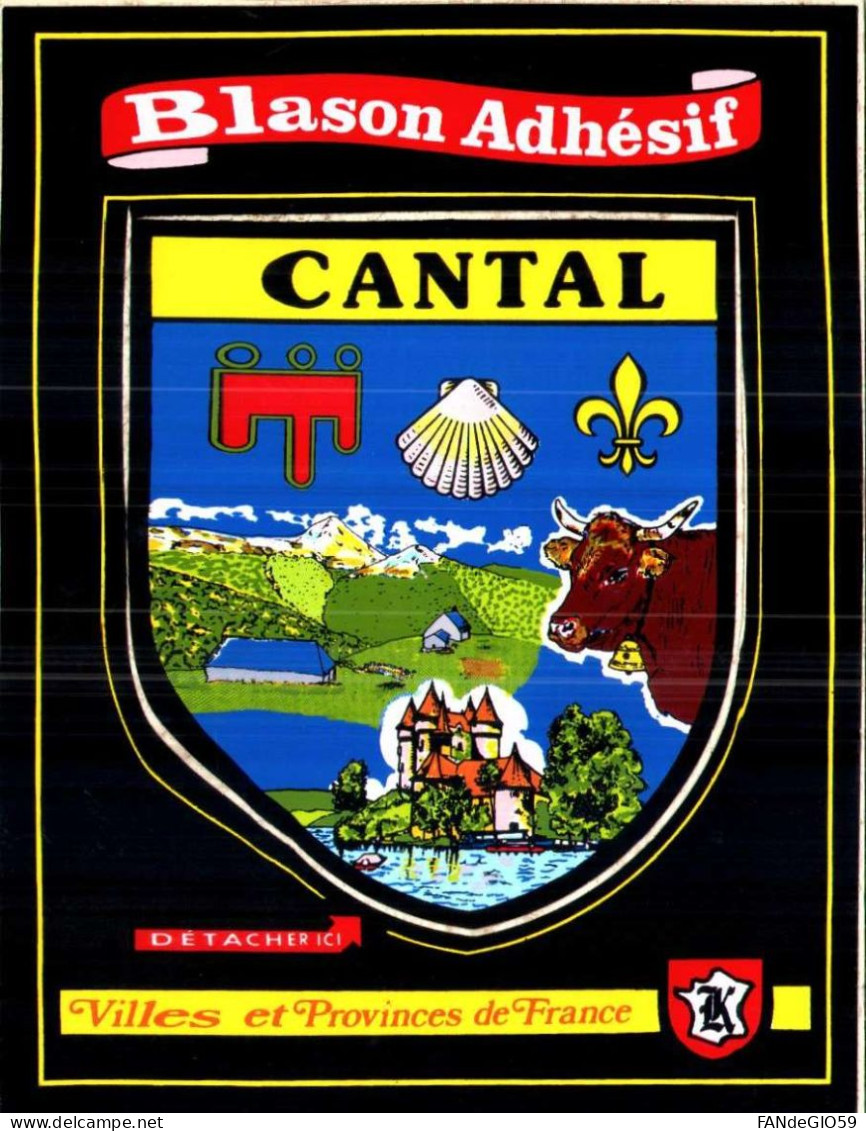 CPM 10X15. Blason Adhésif . CANTAL / Auvergne// 104 - Auvergne