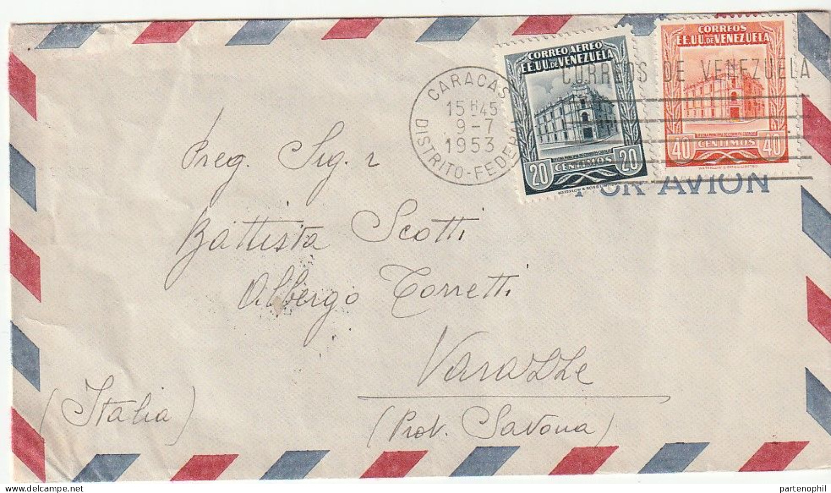 Venezuela 1953 -  Postgeschichte - Storia Postale - Histoire Postale - Venezuela