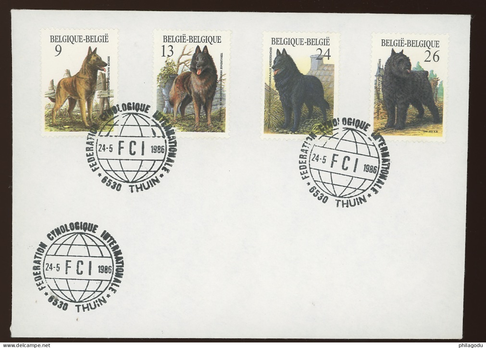 1986. FDC Privé. Chiens De Races Belges. - Hunde