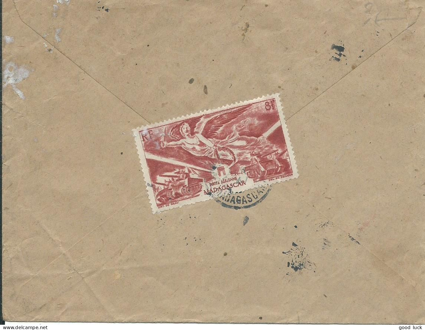 MADAGASCAR LETTRE PAR AVION  8F TANANARIVE POUR LYON ( RHONE ) DE 1947 LETTRE COVER - Brieven En Documenten