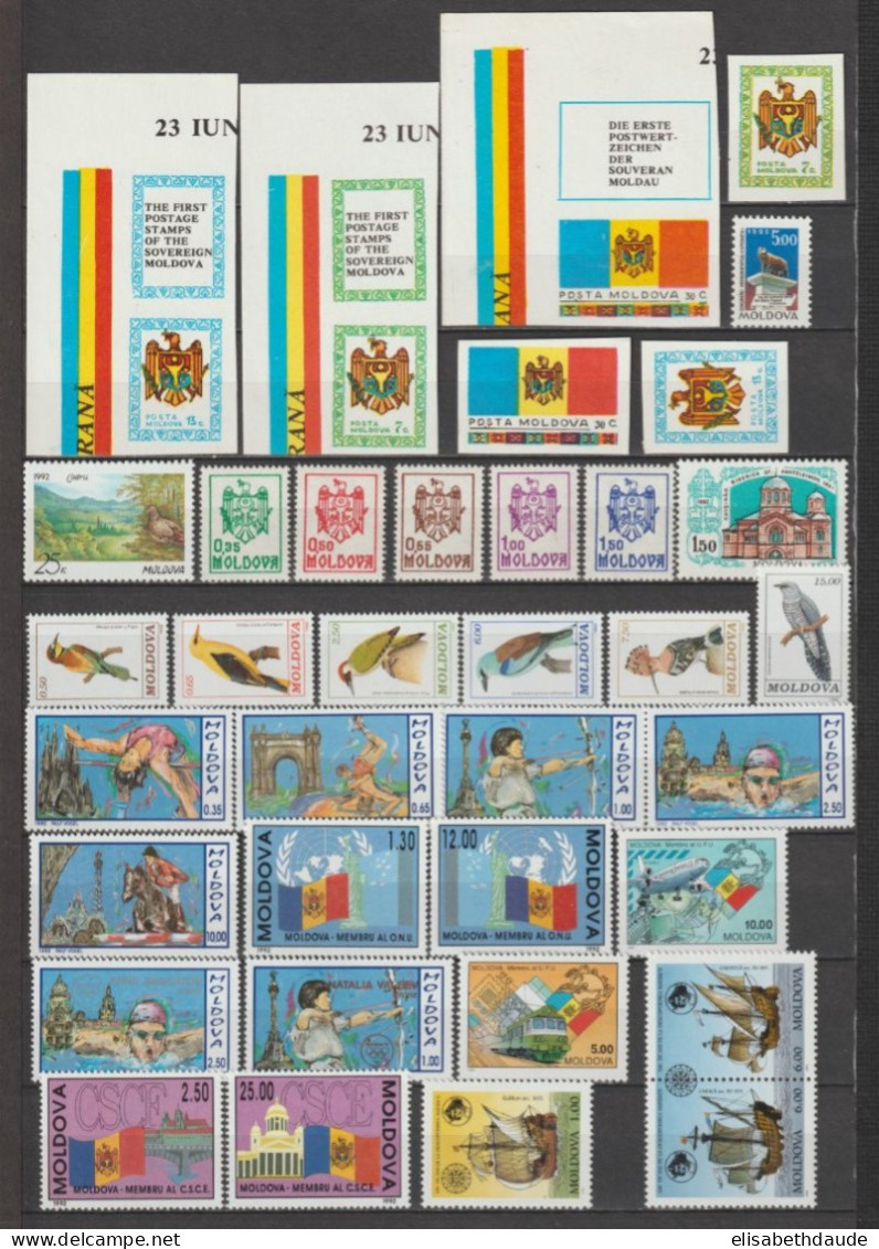 MOLDAVIE - 1991 + 1992 ANNEE COMPLETE + VARIETES ! ** MNH - COTE YVERT > 170++ EUR - Moldavia