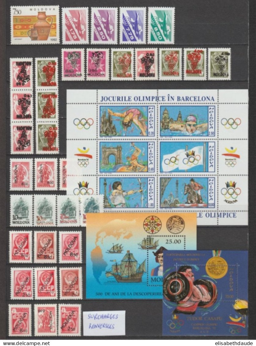 MOLDAVIE - 1991 + 1992 ANNEE COMPLETE + VARIETES ! ** MNH - COTE YVERT > 170++ EUR - Moldavië