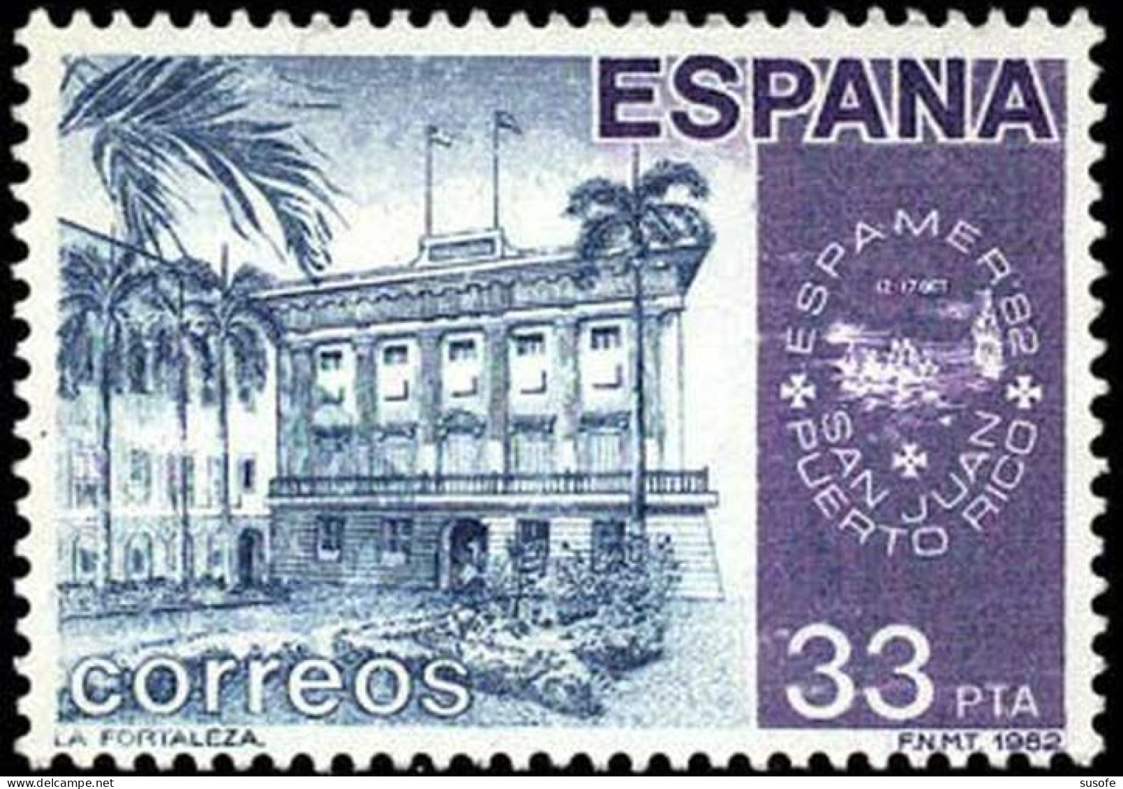 España 1982 Edifil 2673 Sello ** America España La Fortaleza San Juan De Puerto Rico Y Logo Espamer'82 Michel 2559 - Neufs