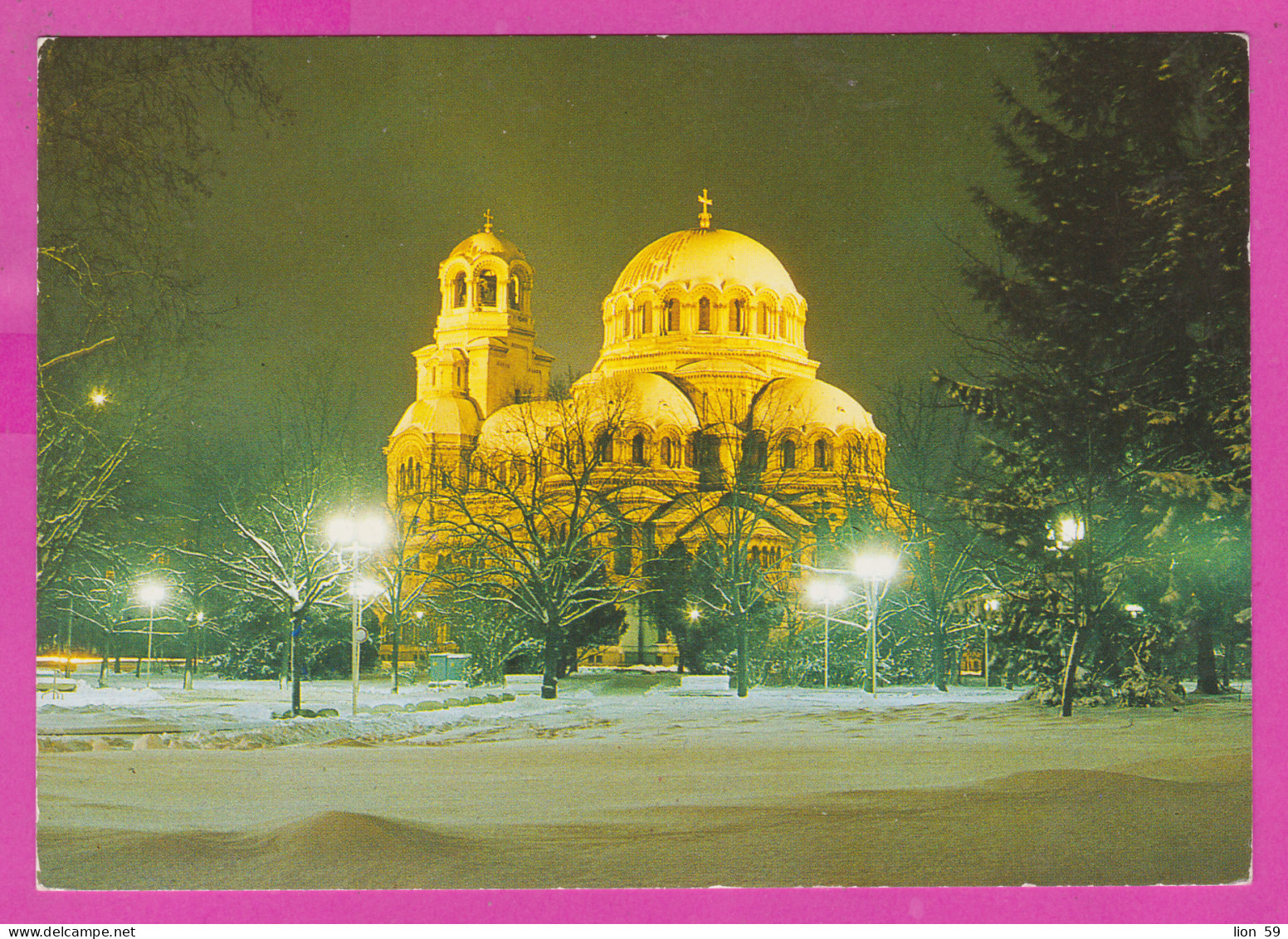 311290 / Bulgaria - Sofia - Winter Illuminate Patriarchal Cathedral Of "St. Alexander Nevsky" Building 1988 PC Septemvri - Kerken En Kathedralen