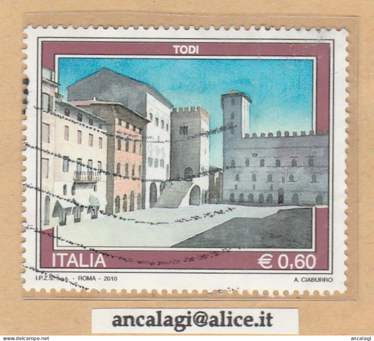 USATI ITALIA 2010 - Ref.1158B "PROPAGANDA TURISTICA: Todi" 1 Val. - - 2001-10: Gebraucht