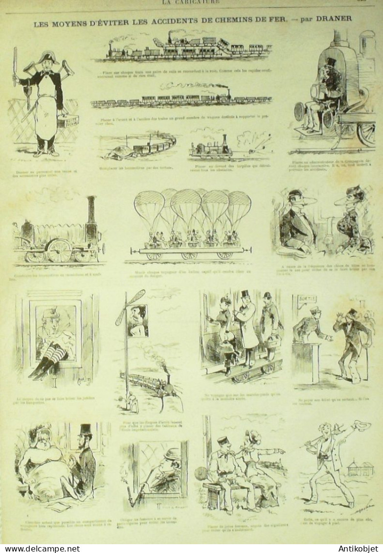 La Caricature 1881 N°  93 Dans Ce Coeur Des Hommes Robida Accidents De Chemin De Fer Draner - Zeitschriften - Vor 1900