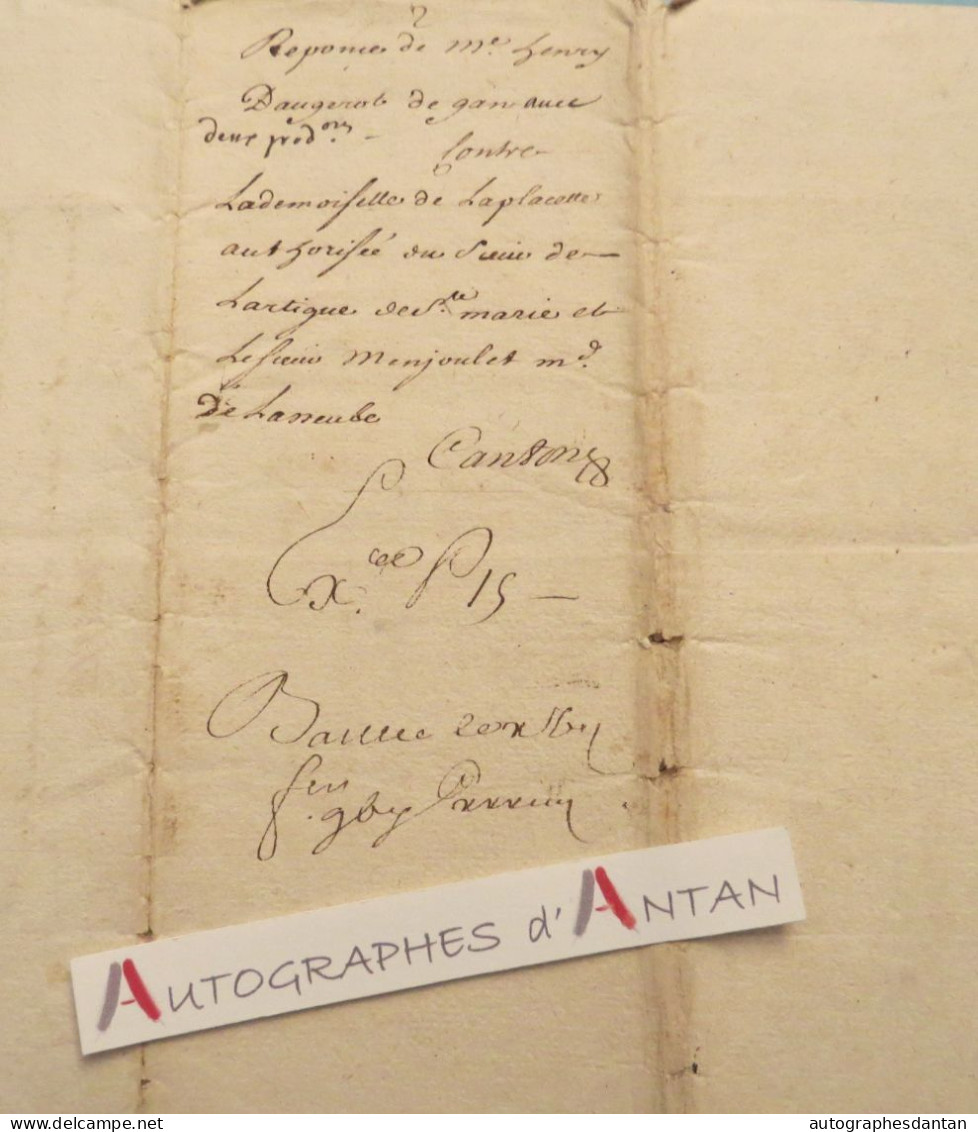 ● Généralité De Pau Me Henry Daugerat De GAN - Demoiselle Anne De LAPLACETTE - Acte Manuscrit Cachet Basses Pyrénées - Cachets Généralité