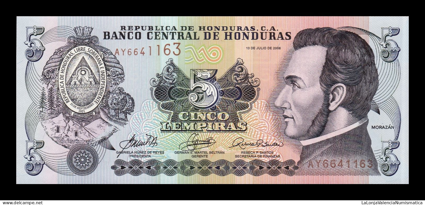 Honduras 5 Lempiras 2006 Pick 91a Sc Unc - Honduras