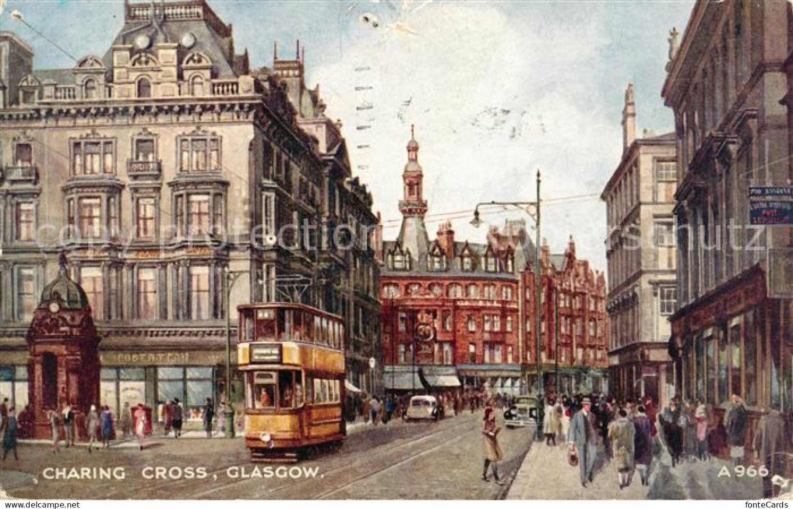 43039328 Glasgow Charing Cross Tram Art Colour Postcard Glasgow - Autres & Non Classés