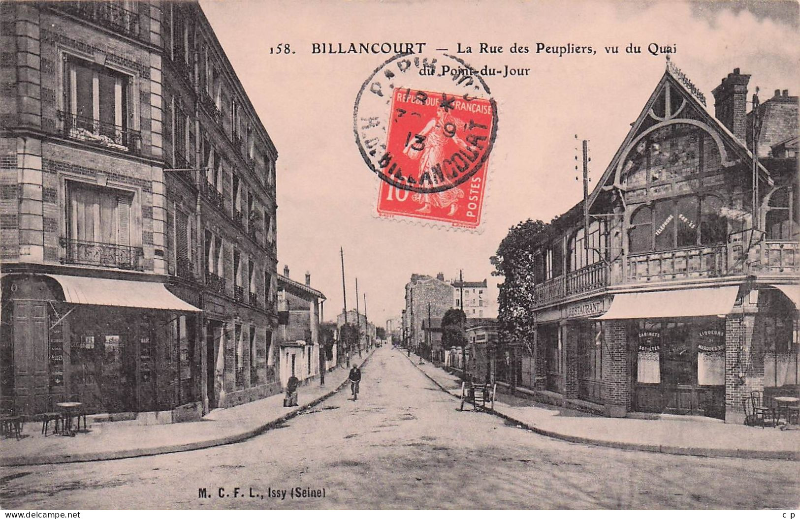 Boulogne Billancourt  - La Rue Des Peupliers  , Vu Du Quai  -   CPA °J - Boulogne Billancourt