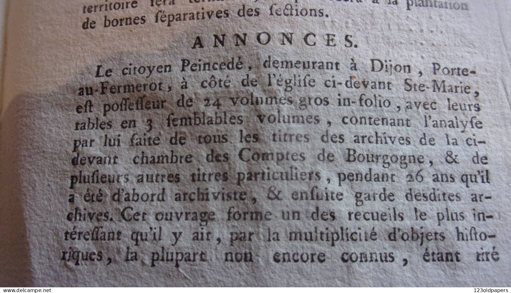 1804 JOURNAL DE LA COTE D OR  CARION DIJON TIMBRES FISCAUX  CONJURATION / CONSPIRATEURS / SOLEURE / ARCHIVES DUCS BOURGO