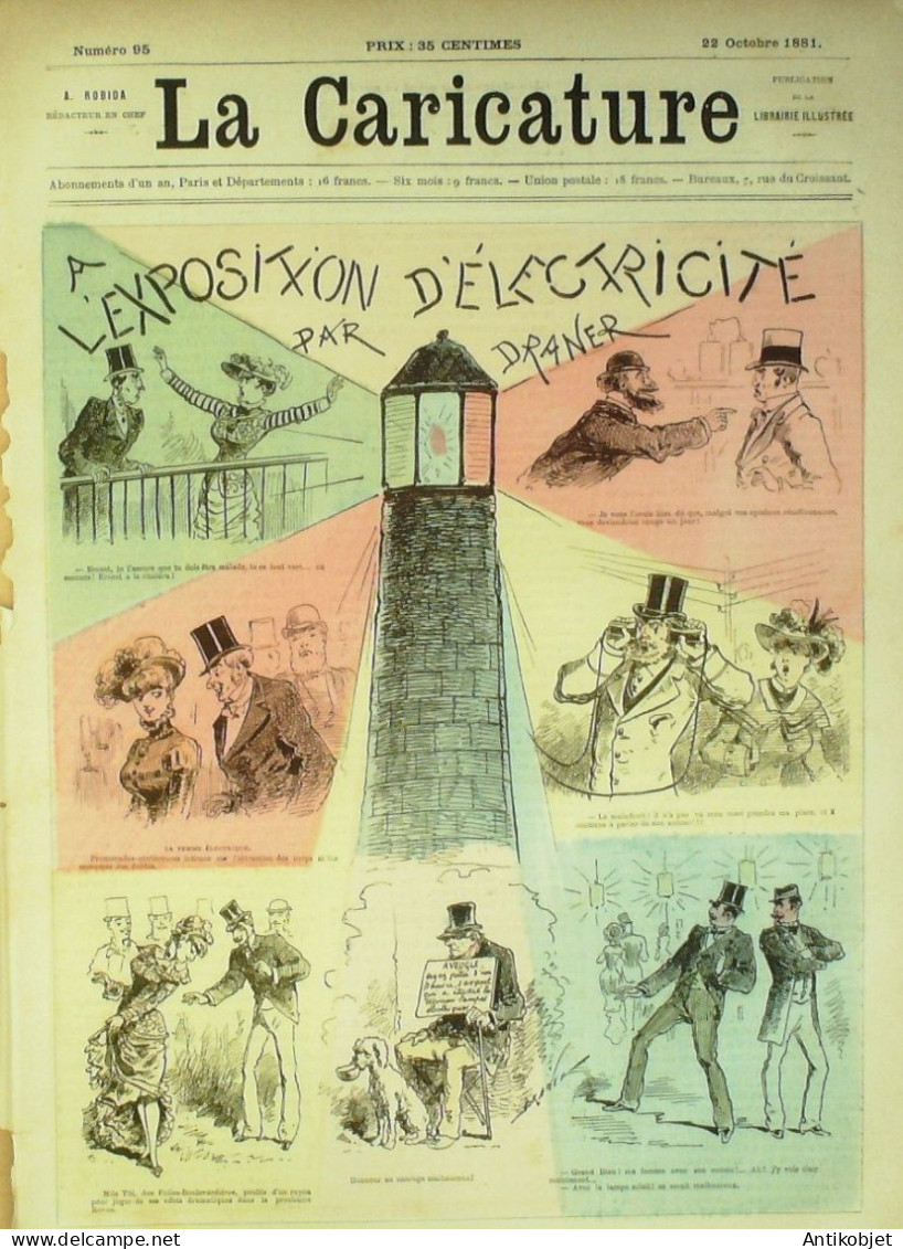 La Caricature 1881 N°  95 Exposition D'électricité Draner Champsaur Les Amoureux Loys - Magazines - Before 1900