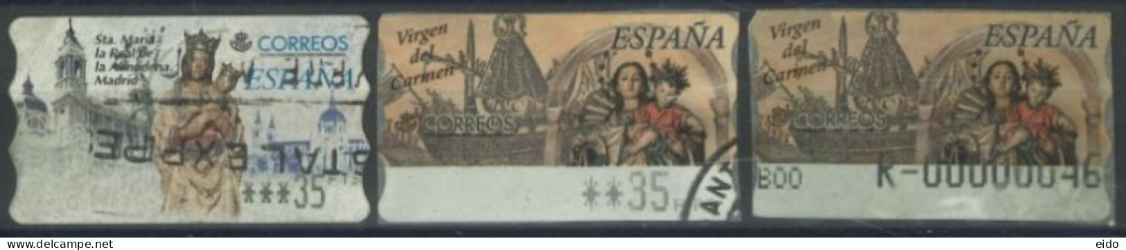 SPAIN - 2000 - ST. MARIA  AND VIRGIN OF CARMEN . STAMPS LABELS SET OF 3 OF DIFFERENT VALUES, USED . - Oblitérés