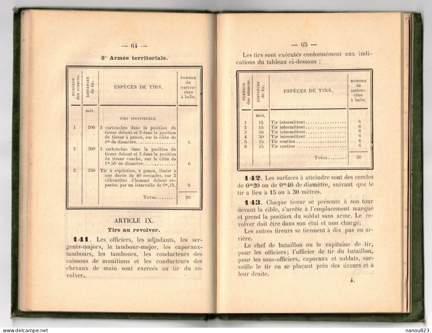 MILITARIA  ANNEE 1889 MINISTERE DE LA GUERRE REGLEMENT SUR L'INSTRUCTION DU TIR - LIBRAIRIE MILITAIRE BAUDOIN PARIS - 1801-1900