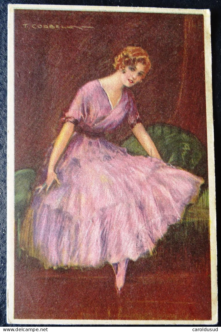 Cpa Litho ILLUSTRATEUR  Corbella  Milano N° 63 160-2 Femme Fille Assise Sur Sofa Robe Mauve Voyage 1921 Nancy - Faivre